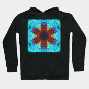 Mosaic Kaleidoscope Flower Red Blue and Green Hoodie